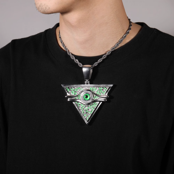 Trendy hip-hop millennium building blocks triangle eye pendant