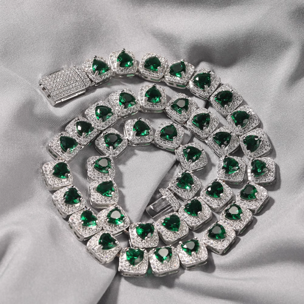 Hip-hop zircon rock candy necklace heart colored Zircon necklace