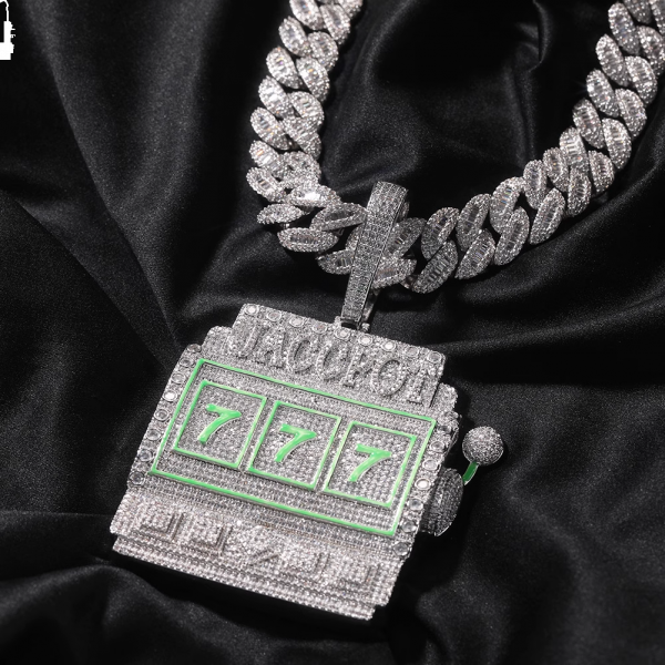 Slot Machine Inlaid Zirconia Hip Hop Pendant Necklace