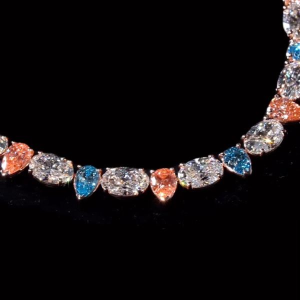 45ct pear-cut and oval-cut Zircon handmade sterling silver necklace