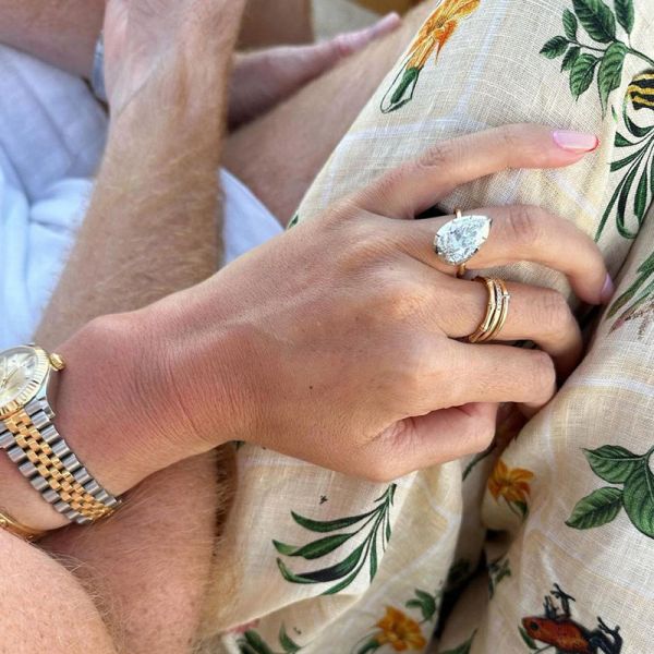 3ct Pear Cut White Sapphire Engagement Ring