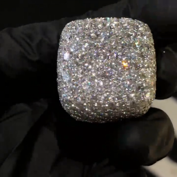 18ct round cut white moissanite pave full set handmade men's ring