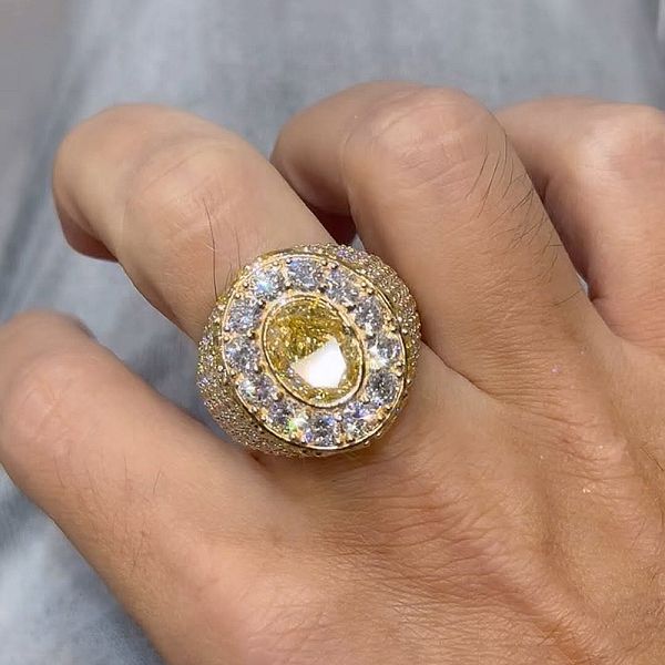 4ct Oval Cut Yellow Sapphire Handmade Yellow Gold Men's Ring