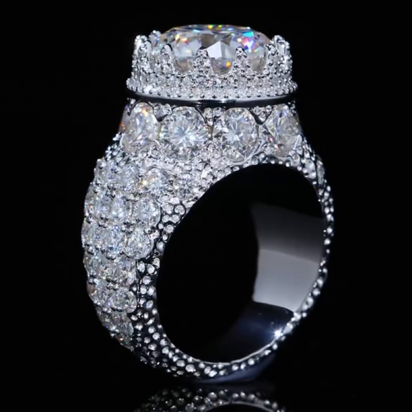 6ct Round Cut White Sapphire Crown-Style Handmade Engagement Ring