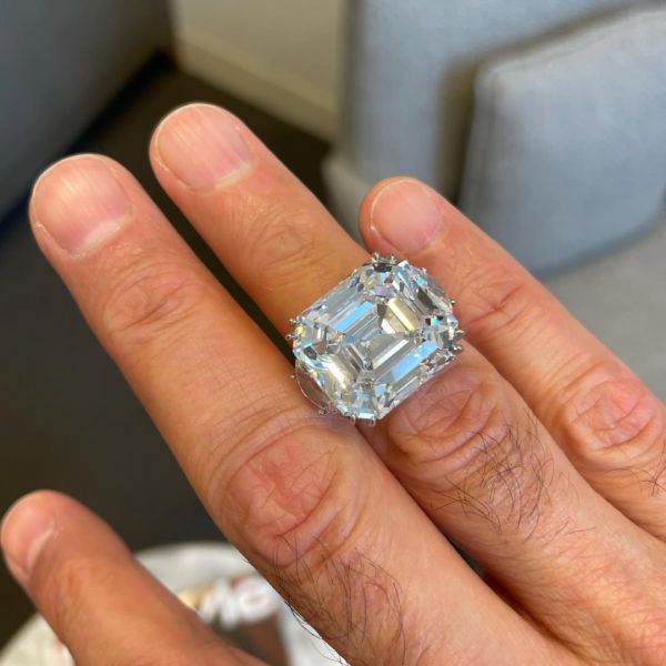 12ct Asscher Cut White Sapphire Three-Stone Classic Ring