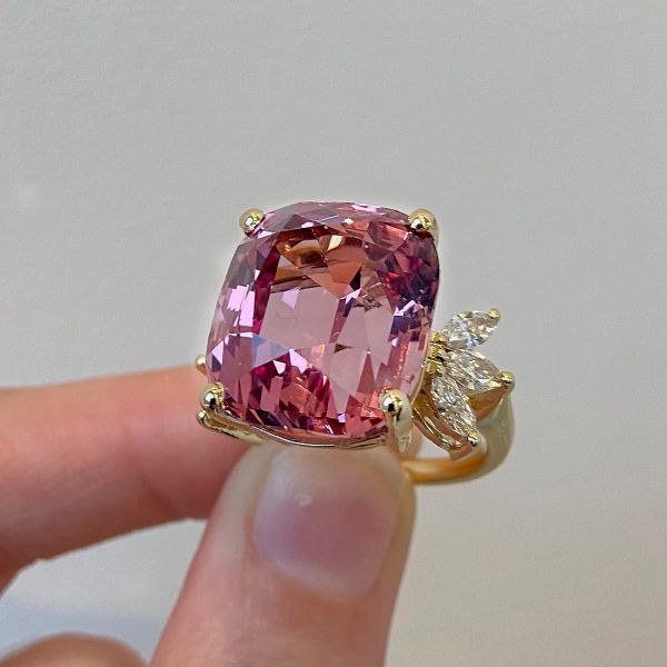 8ct Cushion Cut Pink Sapphire Engagement Ring