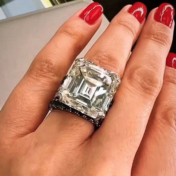 15ct Asscher Cut White Sapphire Wedding Ring