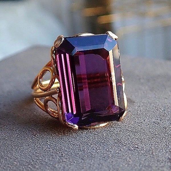 7ct Emerald Cut Amethyst Sapphire Ring