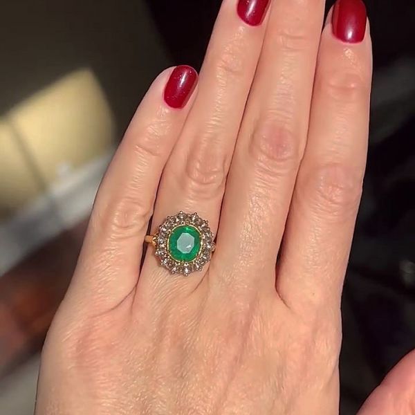 4ct Oval Cut Emerald Sapphire Engagement Ring