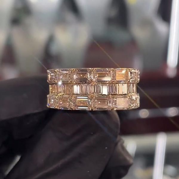 3.25ct Emerald Cut White Sapphire Men's Band