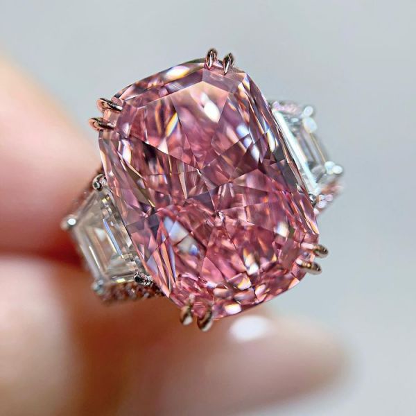 10ct Cushion Cut Pink Sapphire Engagement Ring