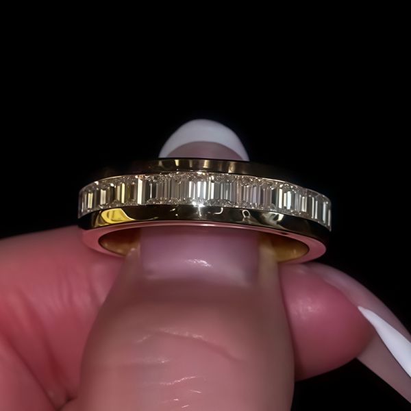 2.8ct Emerald Cut Handmade Sterling Silver Men's Band