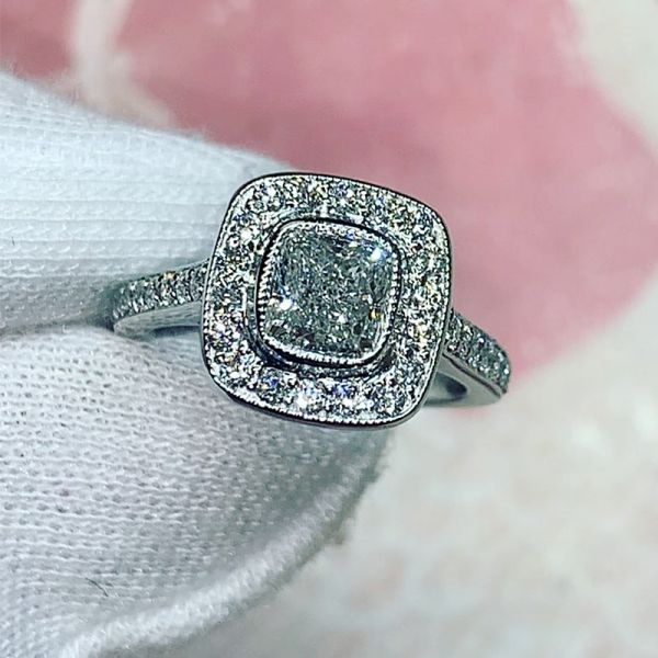 1.5ct Cushion Cut Sterling Silver Handmade Ring 