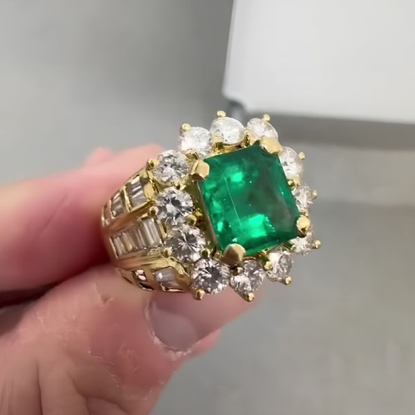 8ct Emerald Cut Sterling Silver Handmade Ring 