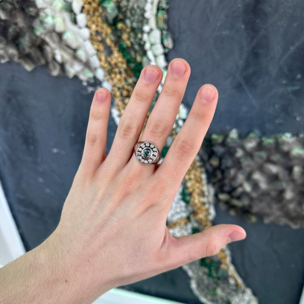 1.24tcw Chunky Thick Natural Round Cut Blue Zircon Bezel Set Unisex Statement Ring