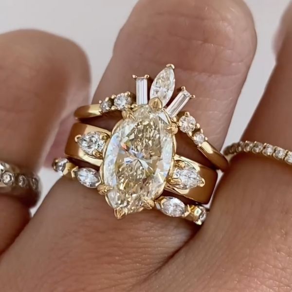 6ct Marquise Cut White Zircon Handmade Sterling Silver Plated Yellow Gold Wedding Ring