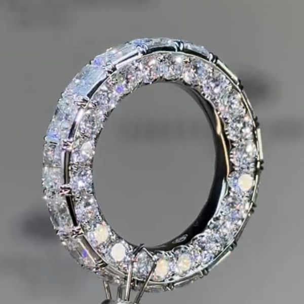 8ct Emerald Cut White Zircon Sterling Silver Handmade Engagement Ring