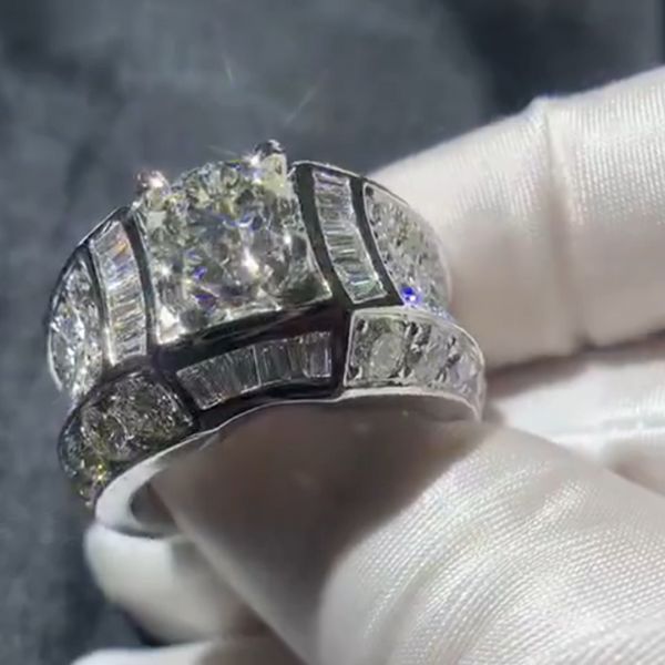 12ct round cut Zircon sterling silver luxury handcrafted men's ring