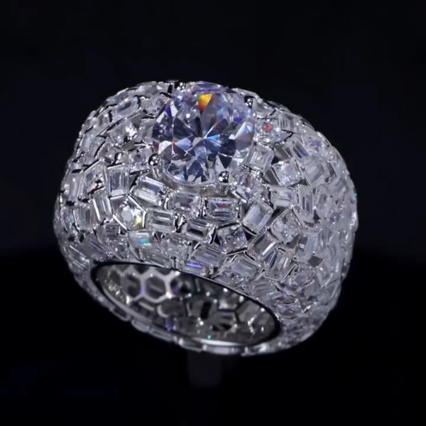 18ct round cut Zircon luxury sterling silver handmade men's ring