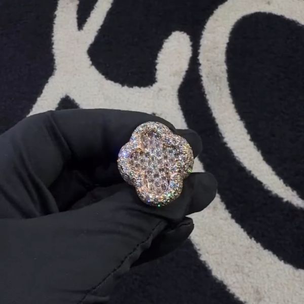 12ct cushion cut Zircon cross design style luxury sterling silver handmade men's ring