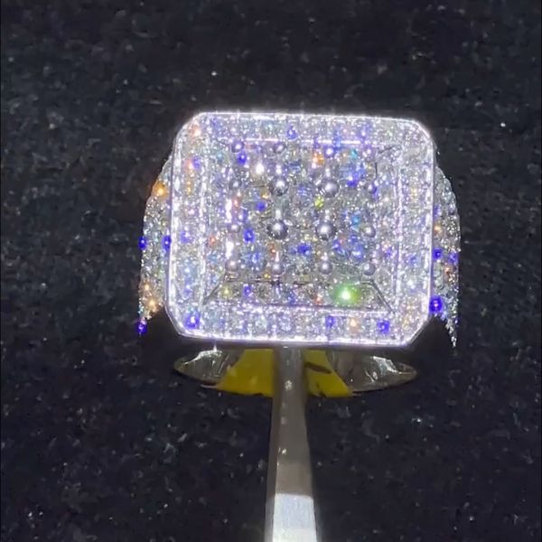 18ct round cut Zircon luxury sterling silver handmade men's ring