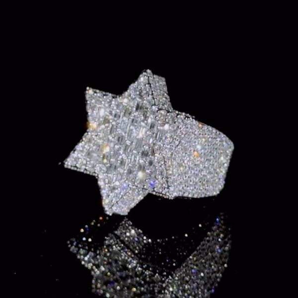 26ct Zircon inlaid six-pointed star design sterling silver handmade ring