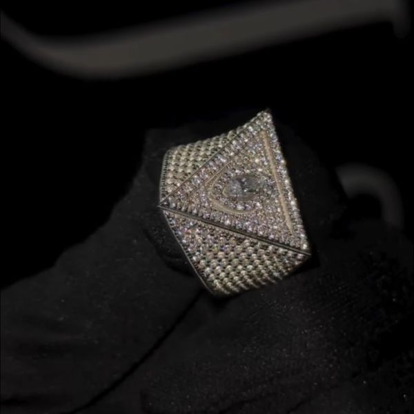 18ct Marquise Cut Zircon Sterling Silver Handmade Men's Ring