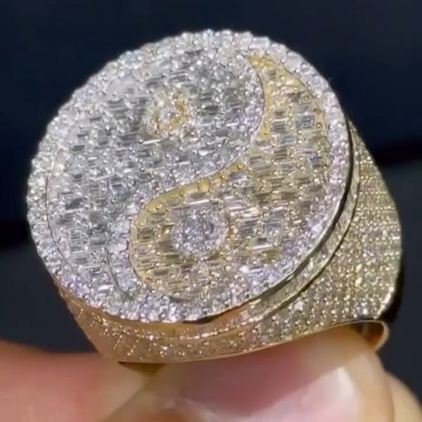 50ctw cushion cut white and yellow Zircon sterling silver handmade ring