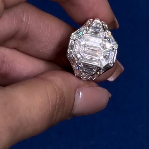 16ct Emerald Cut Zircon Sterling Silver Handmade Ring