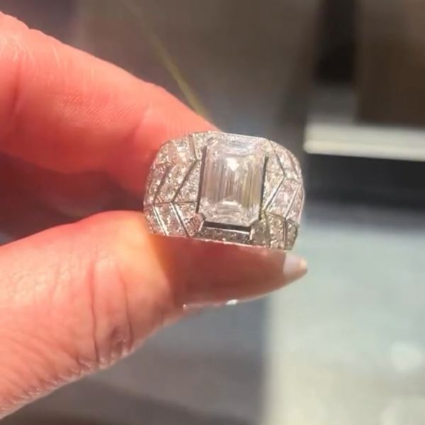 8ct Emerald Cut Zircon Sterling Silver Handmade Ring