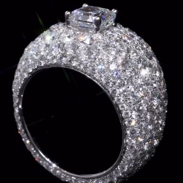 36ctw Princess Cut Zircon Sterling Silver Handmade Ring