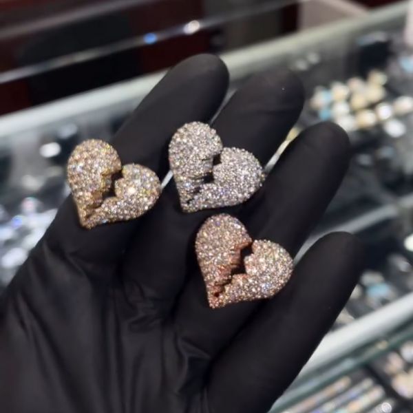 18ct Zircon inlaid luxury sterling silver handmade heart ring