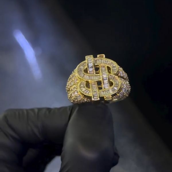 26ctw cushion cut Zircon inlaid luxury sterling silver plated gold handmade ring