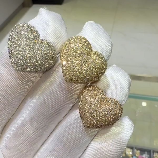 26ct Zircon inlaid luxury sterling silver handmade heart ring