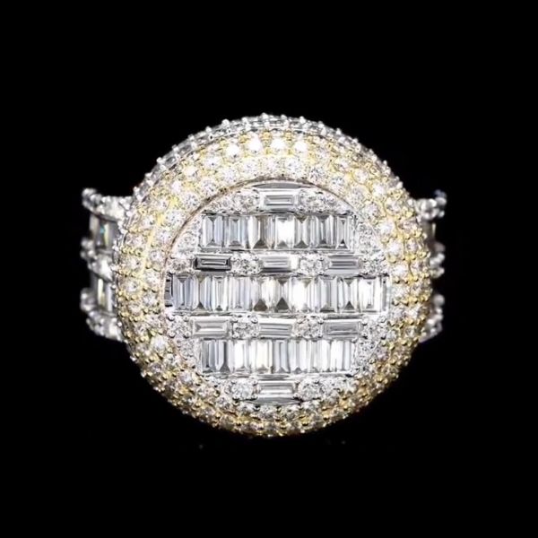 26ct Emerald Cut Zircon Luxury Sterling Silver Plated Yellow Gold Handmade Ring