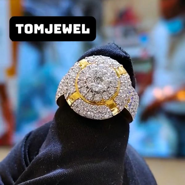 26ctw Round Cut Zircon Luxury Sterling Silver Plated Yellow Gold Handmade Ring