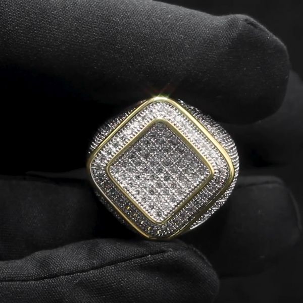 36ct round cut Zircon luxury sterling silver plated yellow gold handmade ring