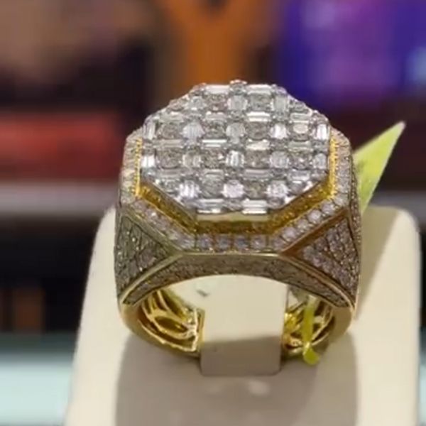 36ct cushion cut Zircon luxury sterling silver plated gold handmade ring