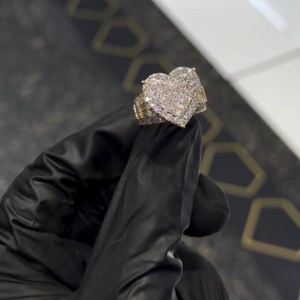 16ct round-cut Zircon sterling silver and rose gold plated heart-shaped handmade ring