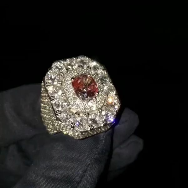 6ct cushion cut ruby ​​and Zircon sterling silver handmade ring