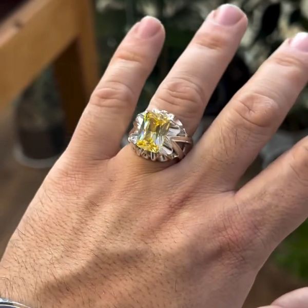 8ct Princess Cut Yellow Zircon Sterling Silver Handmade Ring