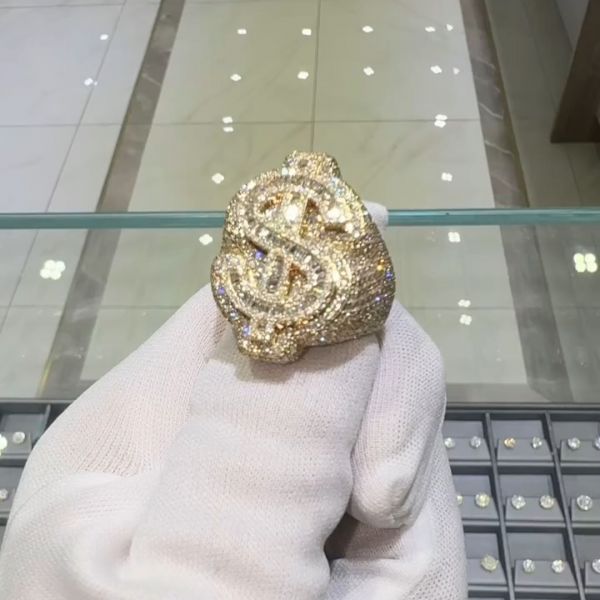 26ct cushion cut Zircon sterling silver plated yellow gold money shape handmade ring