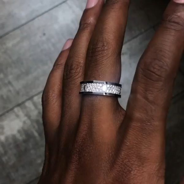 12ct round cut Zircon luxury handmade sterling silver ring