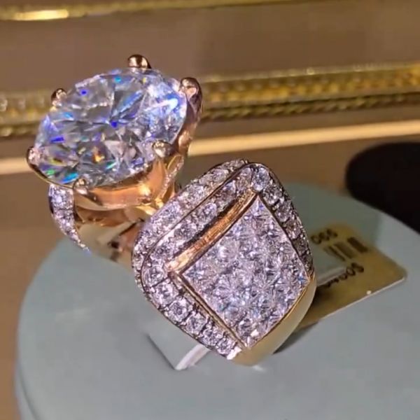 16ctw Round Cut Zircon Luxury Handmade Sterling Silver Plated Rose Gold Ring