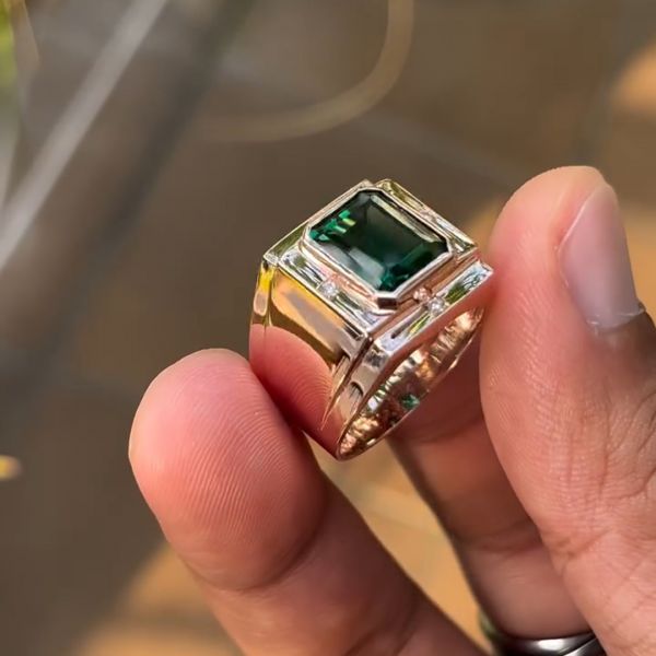 10ct cushion cut emerald handmade sterling silver rose gold plated ring