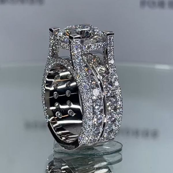 8ct round cut Zircon handmade sterling silver ring