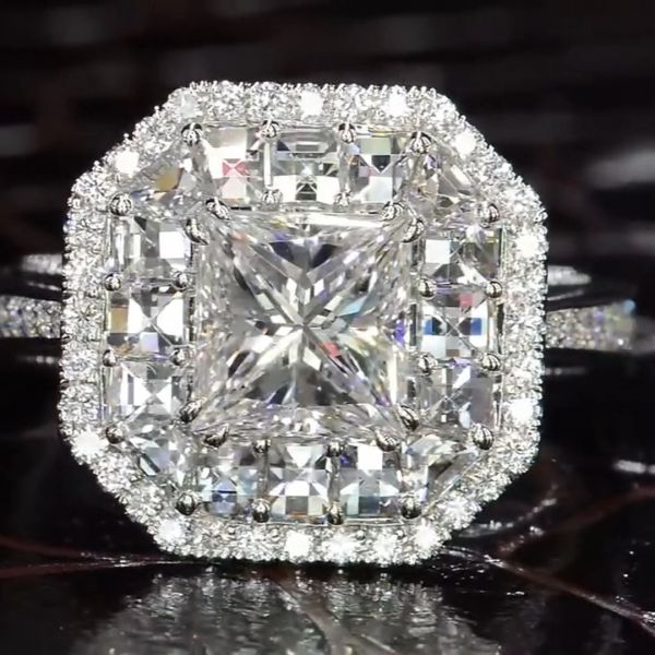 8ct Princess Cut Zircon Handmade Sterling Silver Ring