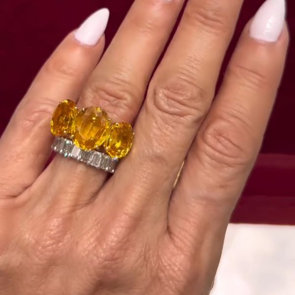 13ct oval cut yellow Zircon handmade sterling silver plated yellow gold ring