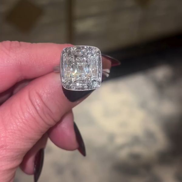 3ct cushion cut Zircon handmade sterling silver ring