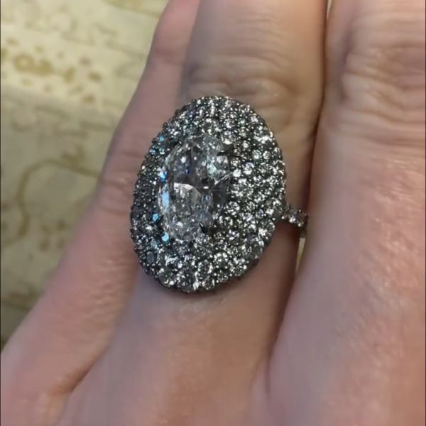 6ct Oval Cut Zircon Sterling Silver Handmade Engagement Ring